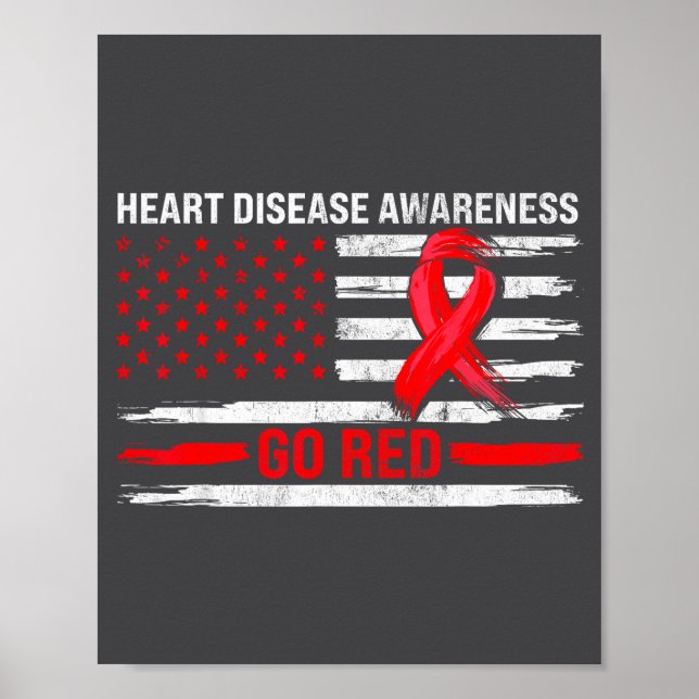 Go Red Heart Disease Suprt Flag - Heart Disease Aw Poster (Framsidan)