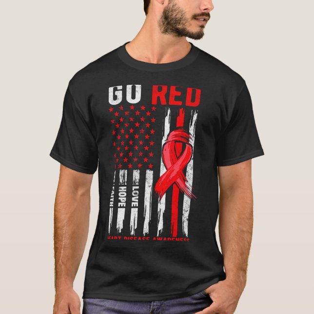 Go Red Heart Disease Suprt Flag - Heart Disease Aw T Shirt (Framsida)