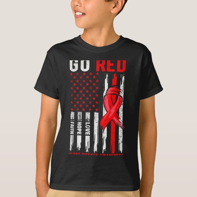 Go Red Heart Disease Suprt Flag - Heart Disease Aw T Shirt (Framsida)
