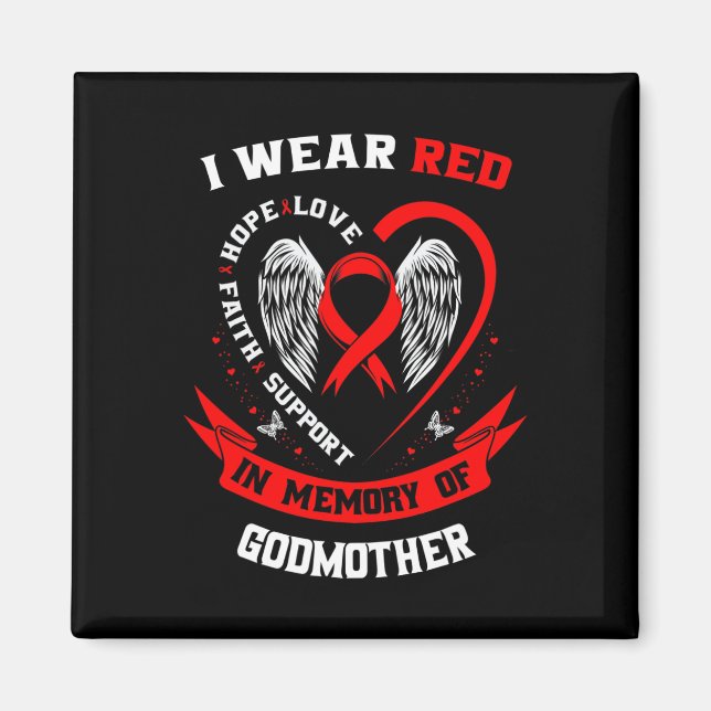 Go Red In Memory Of Godmother Heart Disease Awaren Magnet (Framsidan)
