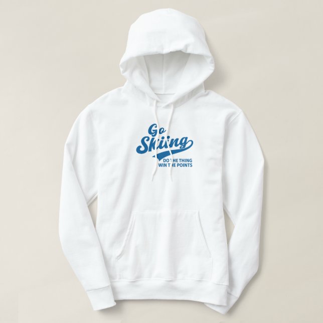 Go Skiing – Minimal Winter Sports Typography Desig Hoodie (Design framsida)