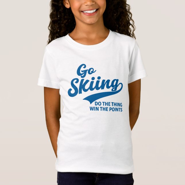 Go Skiing – Minimal Winter Sports Typography Desig T Shirt (Framsida)