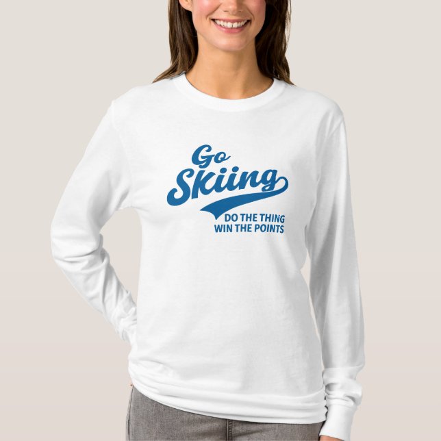 Go Skiing – Minimal Winter Sports Typography Desig T Shirt (Framsida)