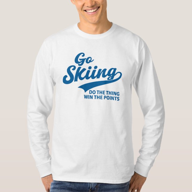 Go Skiing – Minimal Winter Sports Typography Desig T Shirt (Framsida)