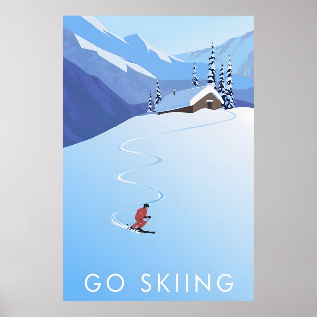 Go Skiing Travel Poster (Framsidan)