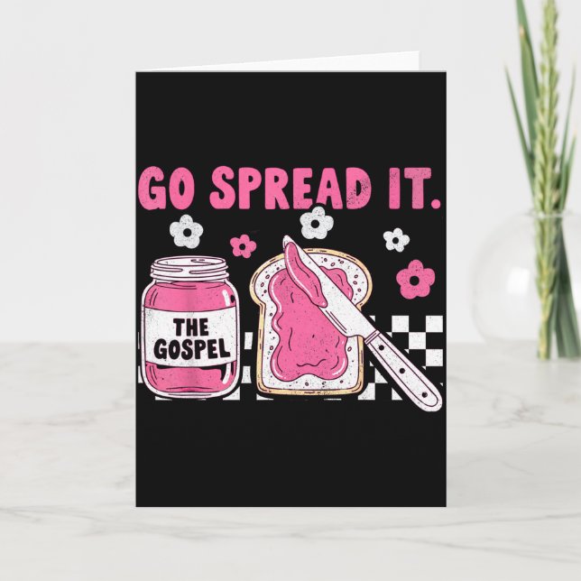 Go Spread It The Gospel Retro Funny Jar Floral Chr Kort (Framsida)