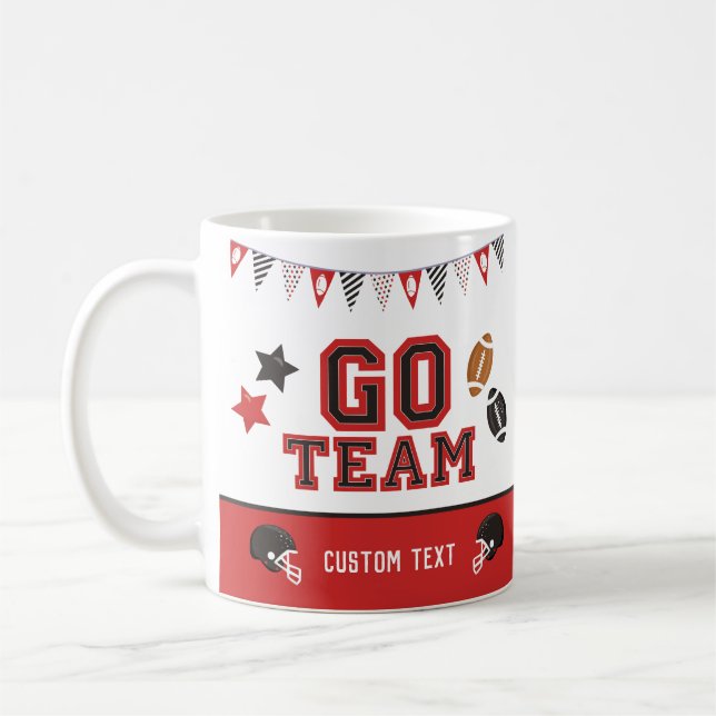 Go Team Football Fläkt Red and Black Festive Sport Kaffemugg (Vänster)