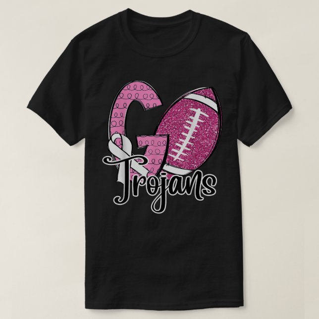 Go Trojans School Sportfantast Spirit Breast Cance T Shirt (Design framsida)