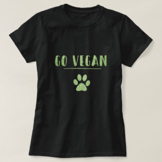 Go Vegan Animal Tass Faux Grönt Glitter Typography T-shirt