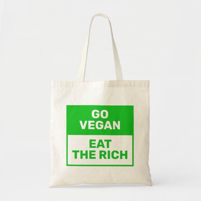 "Go Vegan - Eat The Rich" Green Climate Activism Tygkasse (Framsidan)