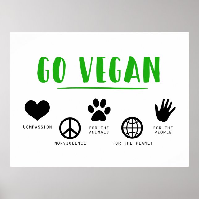 Go Vegan Environmental Compassion Veganism Poster (Framsidan)