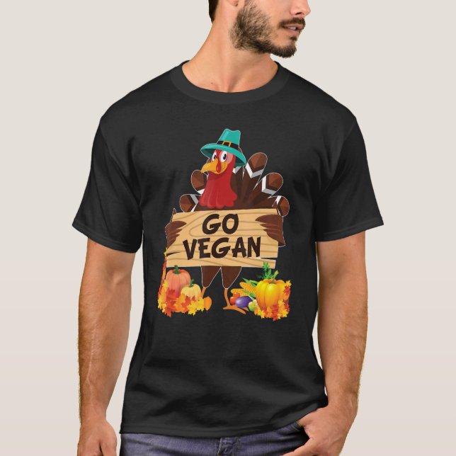 Go Vegan I'm Thankful For Vegetarians Thanksgiving T Shirt (Framsida)