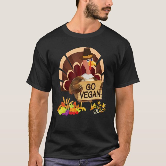 Go Vegan I'm Thankful For Vegetarians Thanksgiving T Shirt (Framsida)