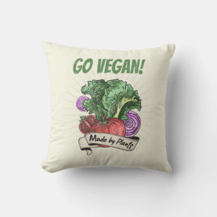 Go Vegan Made by Plants veggie vintage vegetarians Kudde