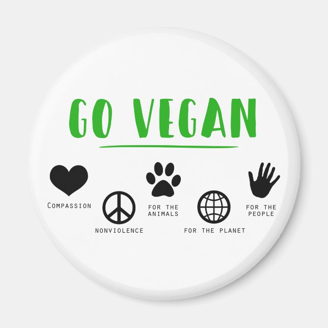 Go Vegan Magnet (Framsidan)