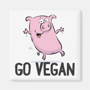 Go Vegan Magnet med Gris