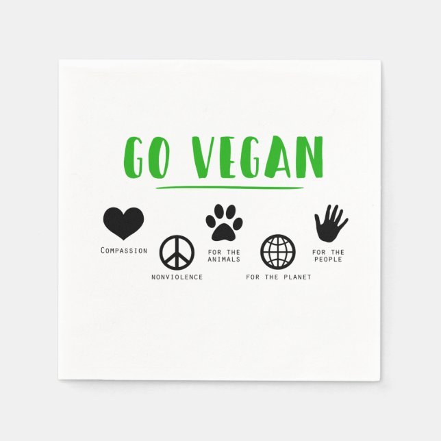 Go Vegan Quote Food Party Napkin Pappersservett (Framsidan)