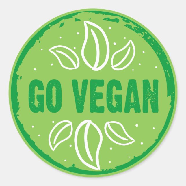 Go Vegan Runt Klistermärke (Framsida)