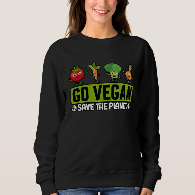 Go Vegan Save the Planet Funny Saying T Shirt (Framsida)