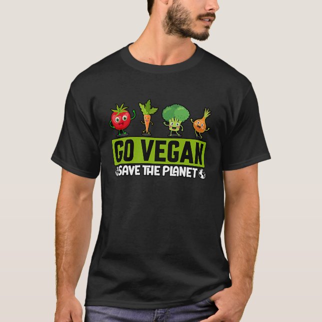 Go Vegan Save the Planet Funny Saying T Shirt (Framsida)