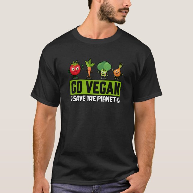 Go Vegan Save the Planet Saying T Shirt (Framsida)