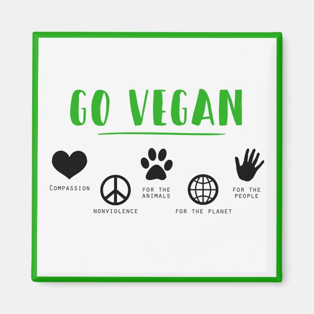 Go Vegan Slogan Quote People, Planet, Animal Magnet (Framsidan)