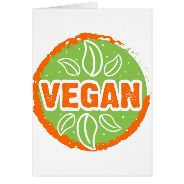 Go Vegan, vegan, veggie, vegetarian. Hälsningskort (Framsidan)