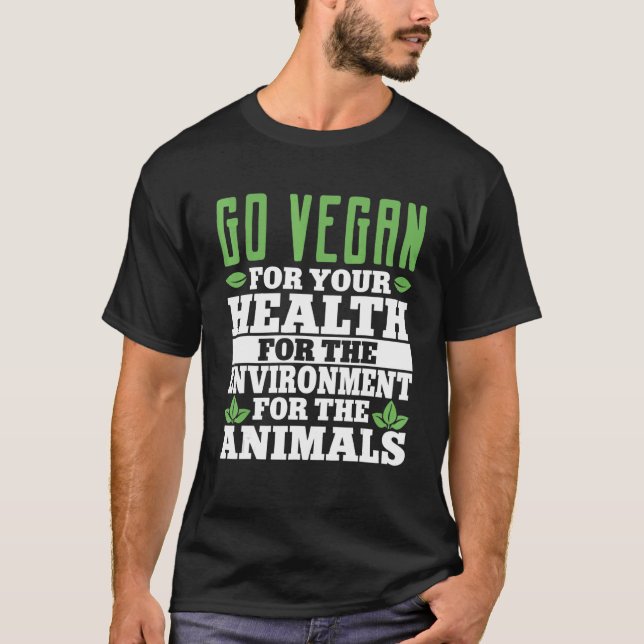 Go Vegan Vegetarian Plant Based Anti Kött Health L T Shirt (Framsida)