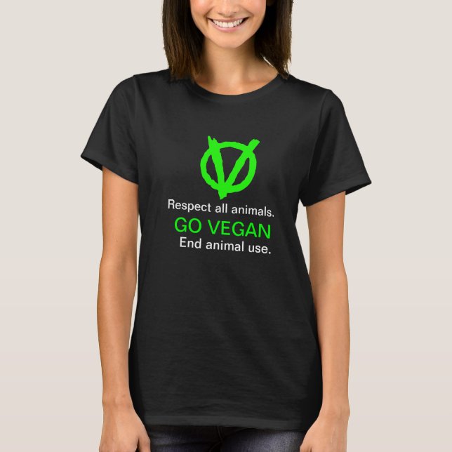 GO VEGAN! Visning Vegan Revolution logotyp! T-shirt (Framsida)