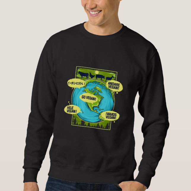 Go Vegan Worldwide 1 Lång Ärmad Tröja (Framsida)