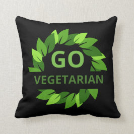 Go Vegetarian, Vegan, Veganism Grönt Löv Black Kudde