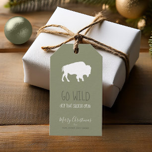 Go Vild Buffalo Äventyr Mönster White ID602 Presentetikett