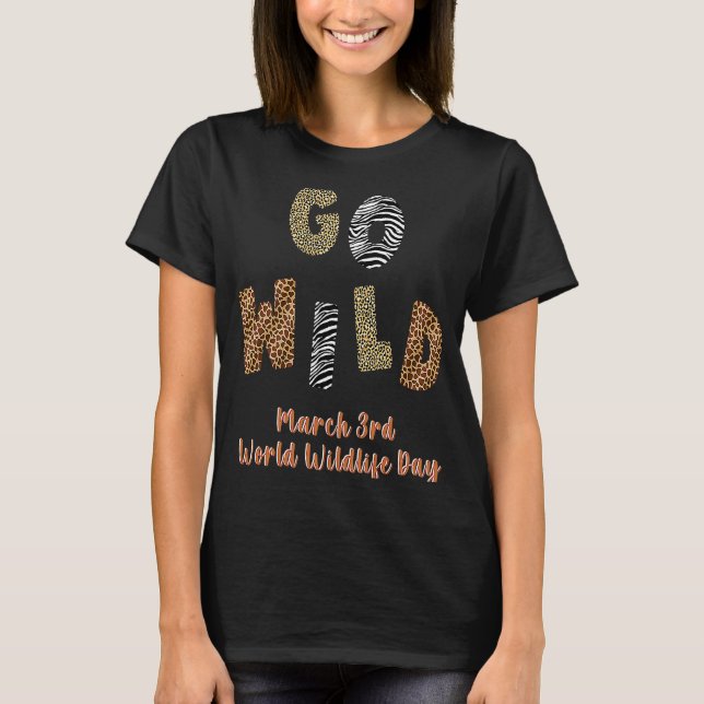 Go Vild World Wildlife Day Rädding Spara the Anima T Shirt (Framsida)