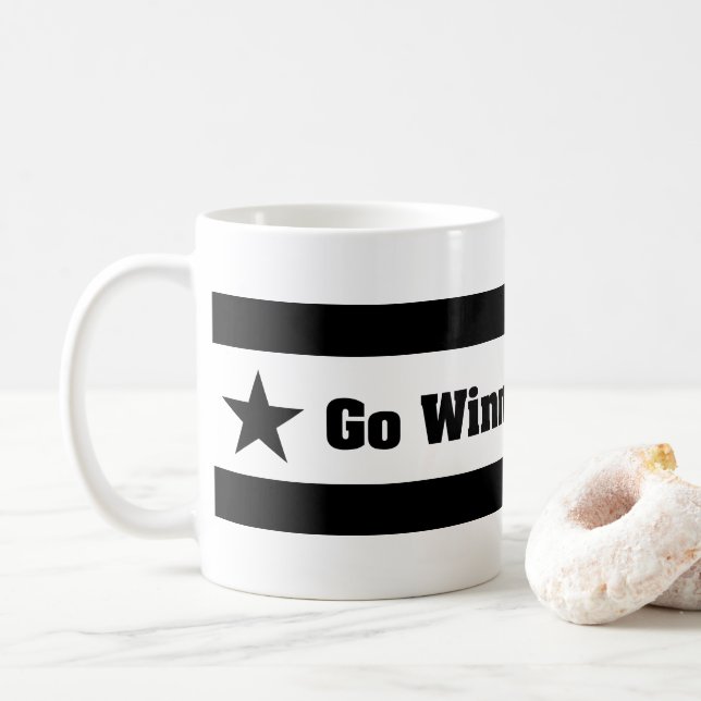 Go Vinnande Lag Typografi Svarta Stjärnor Kaffemugg (Med munk)