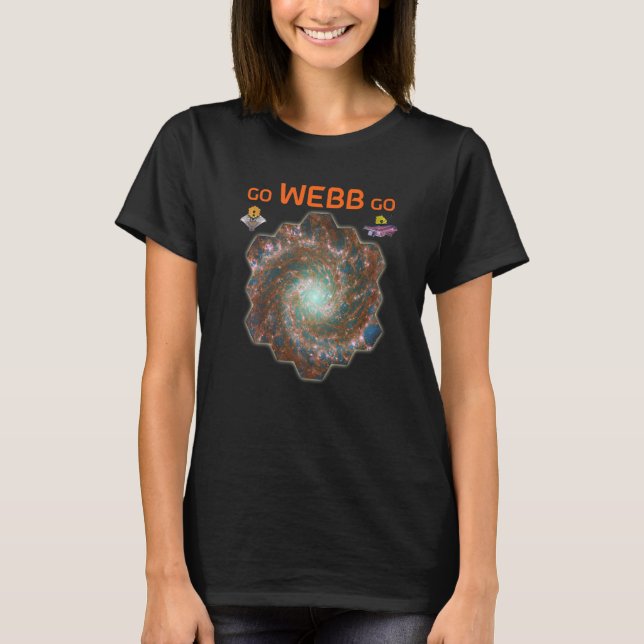 GO WEBB GO Webb Space Telescope Phantom Galaxy M74 T Shirt (Framsida)