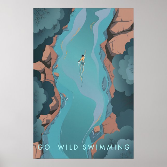 Go Wild Swimming Travel Poster (Framsidan)