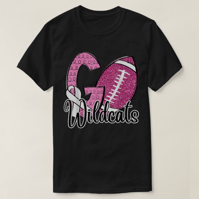 Go Wildcat School Sportfantast Spirit Breast Cance T Shirt (Design framsida)
