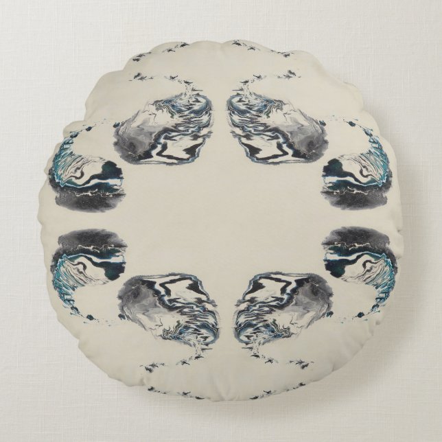 Go With the Flow - Acrylic Pouring Rund Kudde (Framsidan)