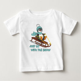 Go With The Snow Sledding Cute Penguin Winter T Shirt