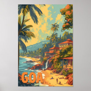 Goa Beach India Artistic Travel Illustration Poster