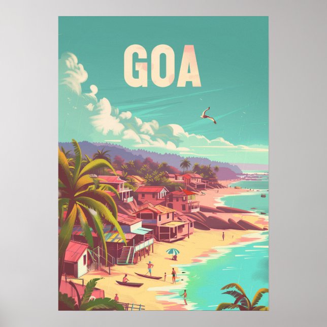 Goa India Coastal Retro Art Travel Poster (Framsidan)