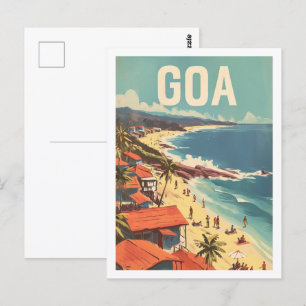 Goa India Vintage Berömd Travel Ställe Vykort
