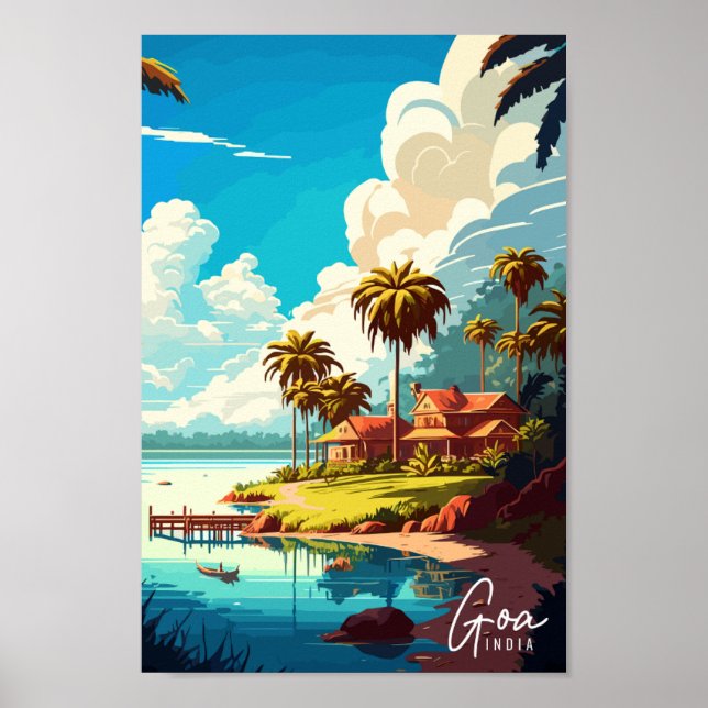 Goa India vintage resor illustration Poster (Framsidan)