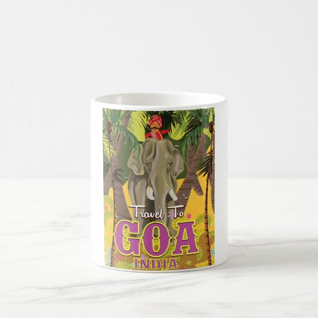 Goa India vintage resor poster Kaffemugg (Center)