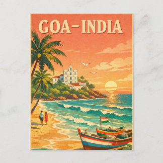 Goa, Indien, i en klassisk retro-resa Vykort
