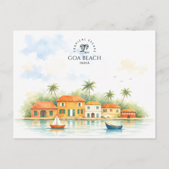 Goa, Indien souvenir  | Akvarell Resa  Vykort (Framsida)