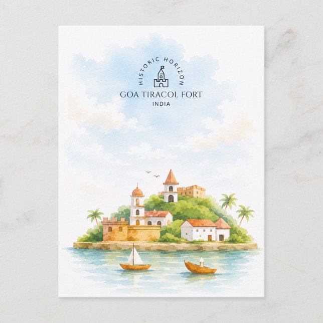 Goa Tiracol Fort, Indien | Arkitektur Landskap Vykort (Framsida)
