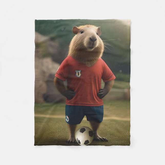 "Goal Scoring Capybara: The Ultimate Soccer Star!" Fleecefilt (Framsidan)