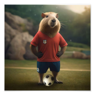 "Goal Scoring Capybara: The Ultimate Soccer Star!" Fototryck