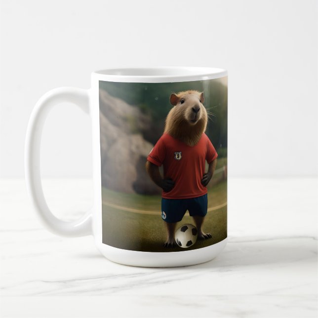 "Goal Scoring Capybara: The Ultimate Soccer Star!" Kaffemugg (Vänster)
